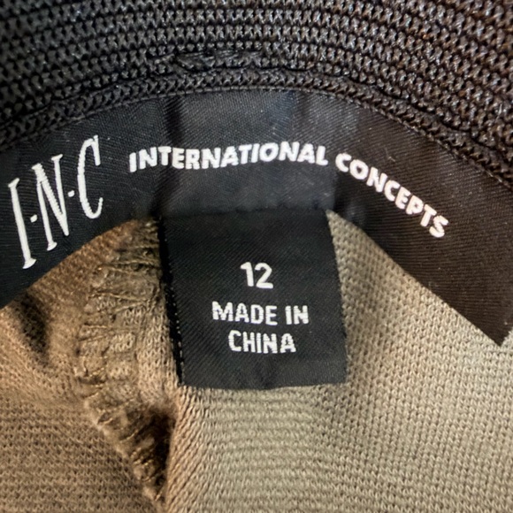 INC International Concepts Black and Olive Green Leopard Print Leggings - Picture 4 of 5